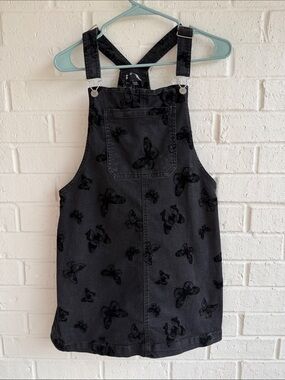 Art  Class Black Butterfly Print Denim Overall Dress Size 18 (XXL)